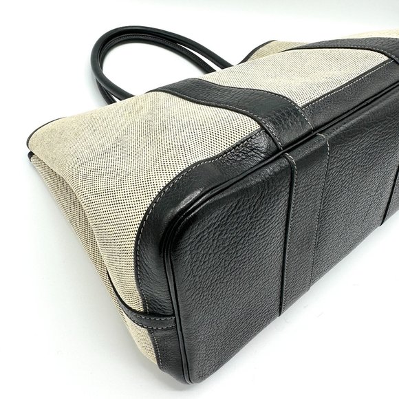 Hermes Canvas/Black Buffle Leather Garden Party 36 - Picture 6 of 11